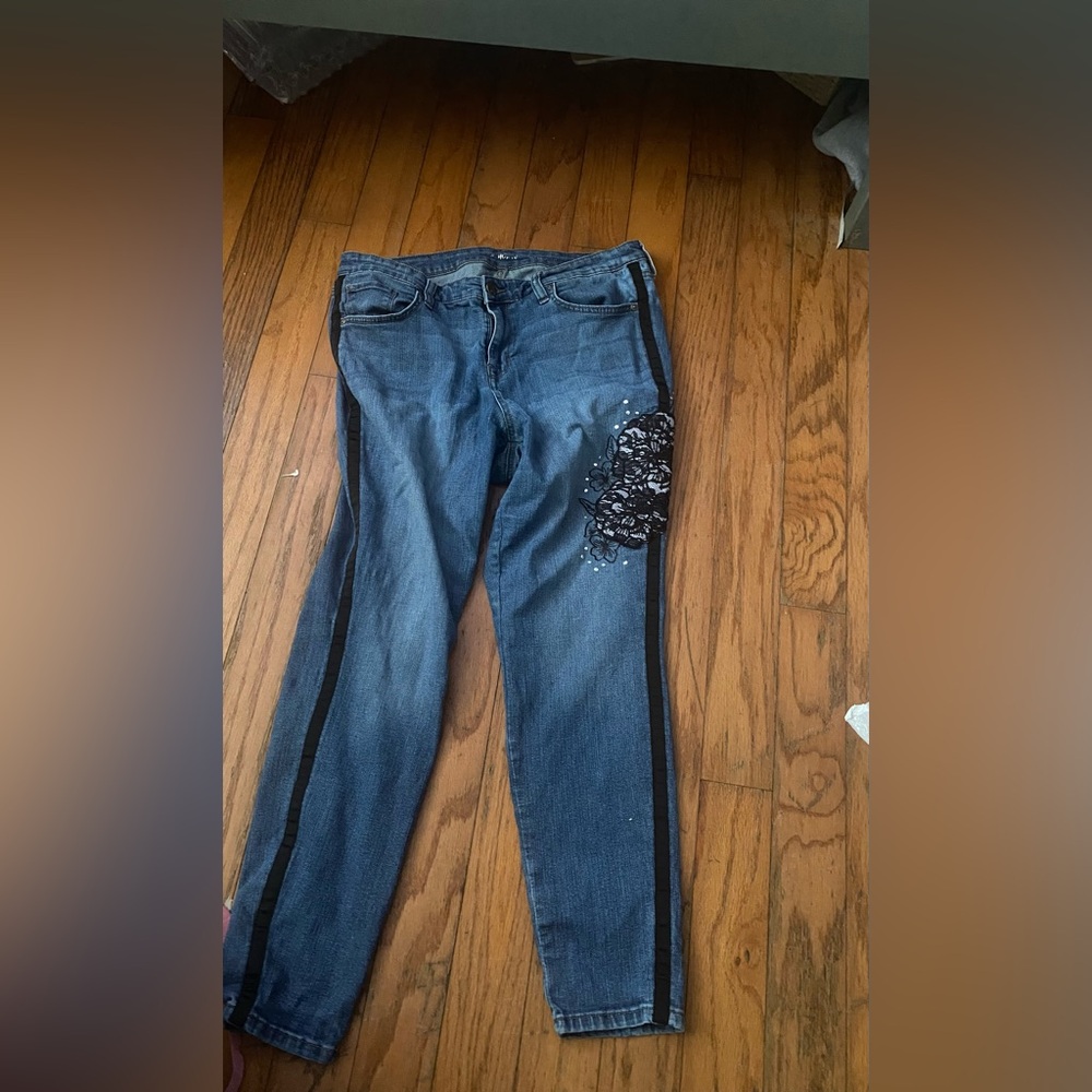 Women's Blue Jeans with Black Accents